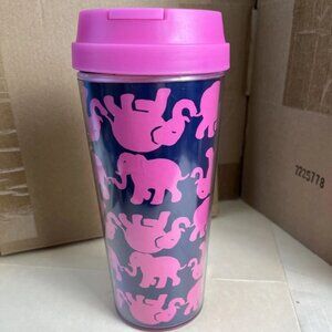Lilly Pulitzer 16 oz Thermal Tumbler – Tusk in Sun Pink & Blue Elephan